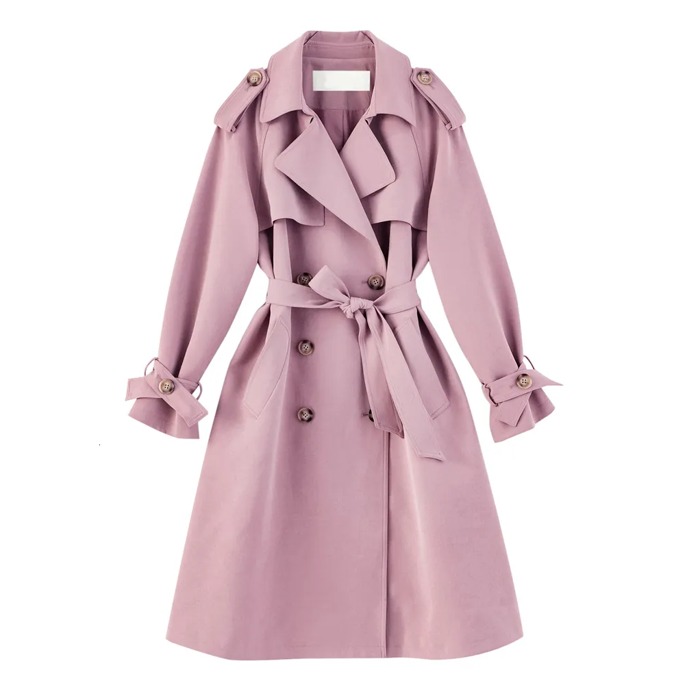 Trenchs Femmes Femmes Trench Coat Turn Down Col Style Lâche Femmes Longue Trench Femme Femmes Manteau Surdimensionné Casaco Abrigo Streetwear 230211