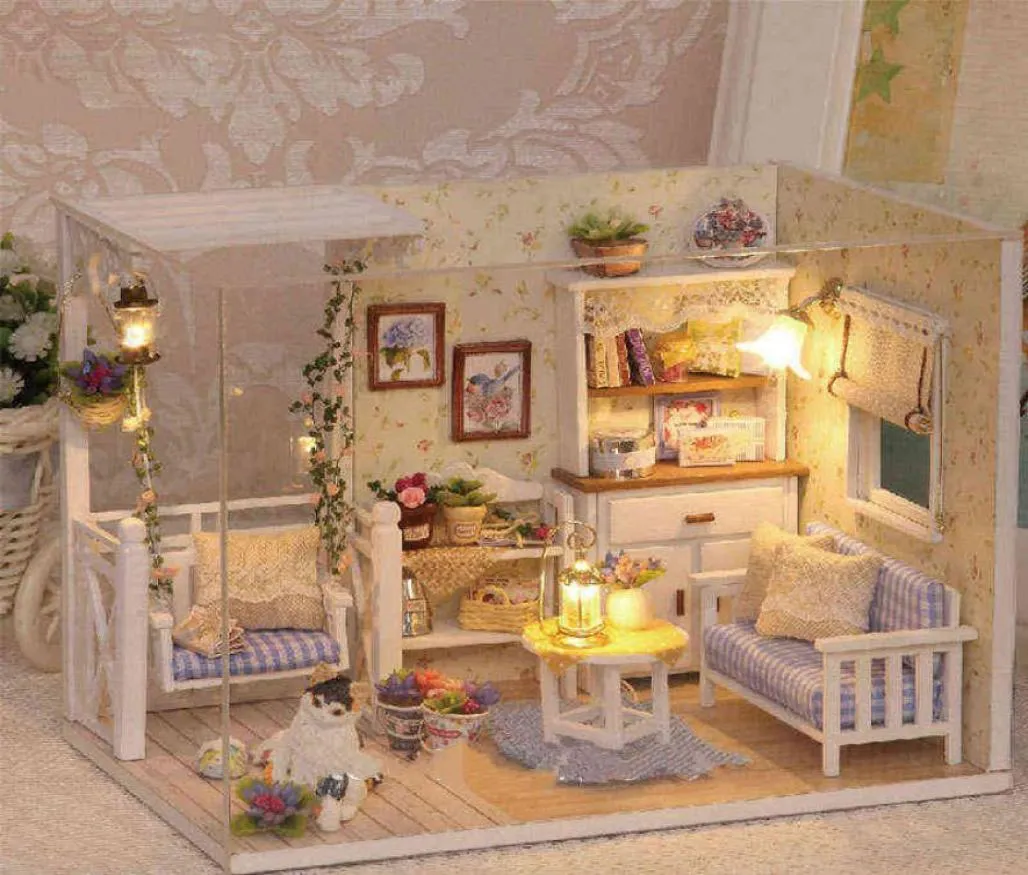 1 Set DIY Doll House Miniature Wooden Dollhouse Miniaturas Furniture Toy House Doll Craft Figurine Toys For Gift Home Decor 2111043879381