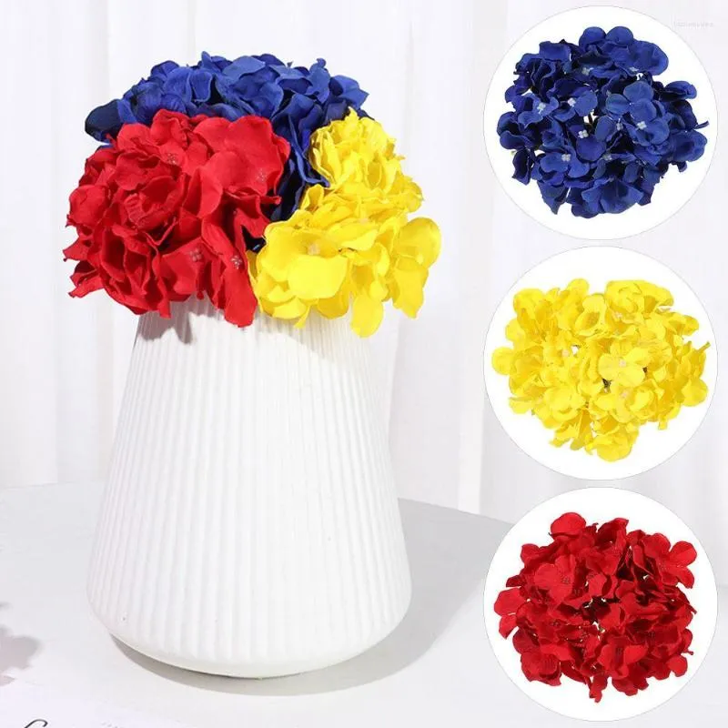 Fleurs décoratives Fleur artificielle Soie Hortensia Tête pour la décoration de mariage Décor de bureau DIY Artisanat Couronne Scrapbooking Artisanat Faux