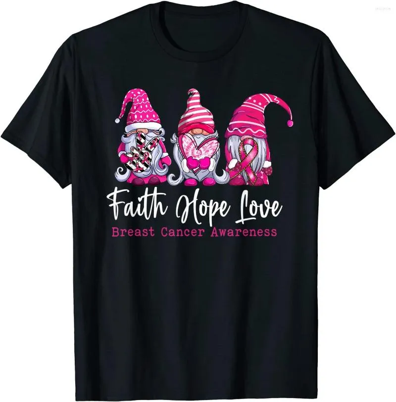 T-shirts pour hommes Gnomes Pink Faith Hope Love T-shirt de sensibilisation au cancer du sein