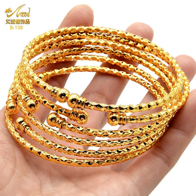 Bangle ANIID 4PCS/Lot African Cuff Bangles Bracelet Hawaiian Arabic Women Copper Bangles Nigerian Bridal Wedding Party Jewelry Gifts G230210