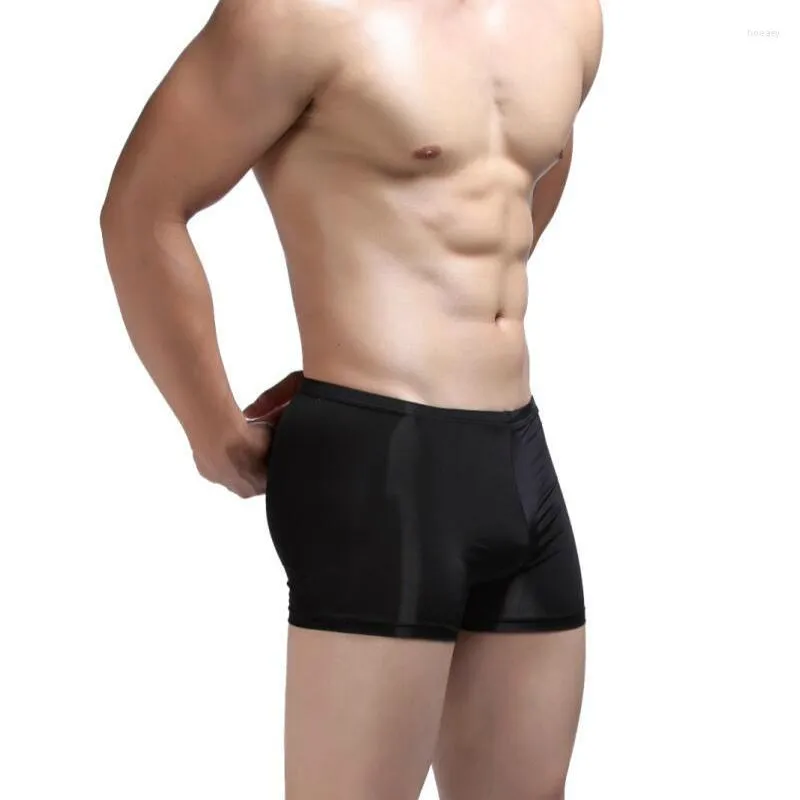 Underpants Fashion Mens Sexy Underwear Boxers Ultra-thin Ice Silk Trunks Shorts Seamless Men Cuecas Breathable Tight Male Panties