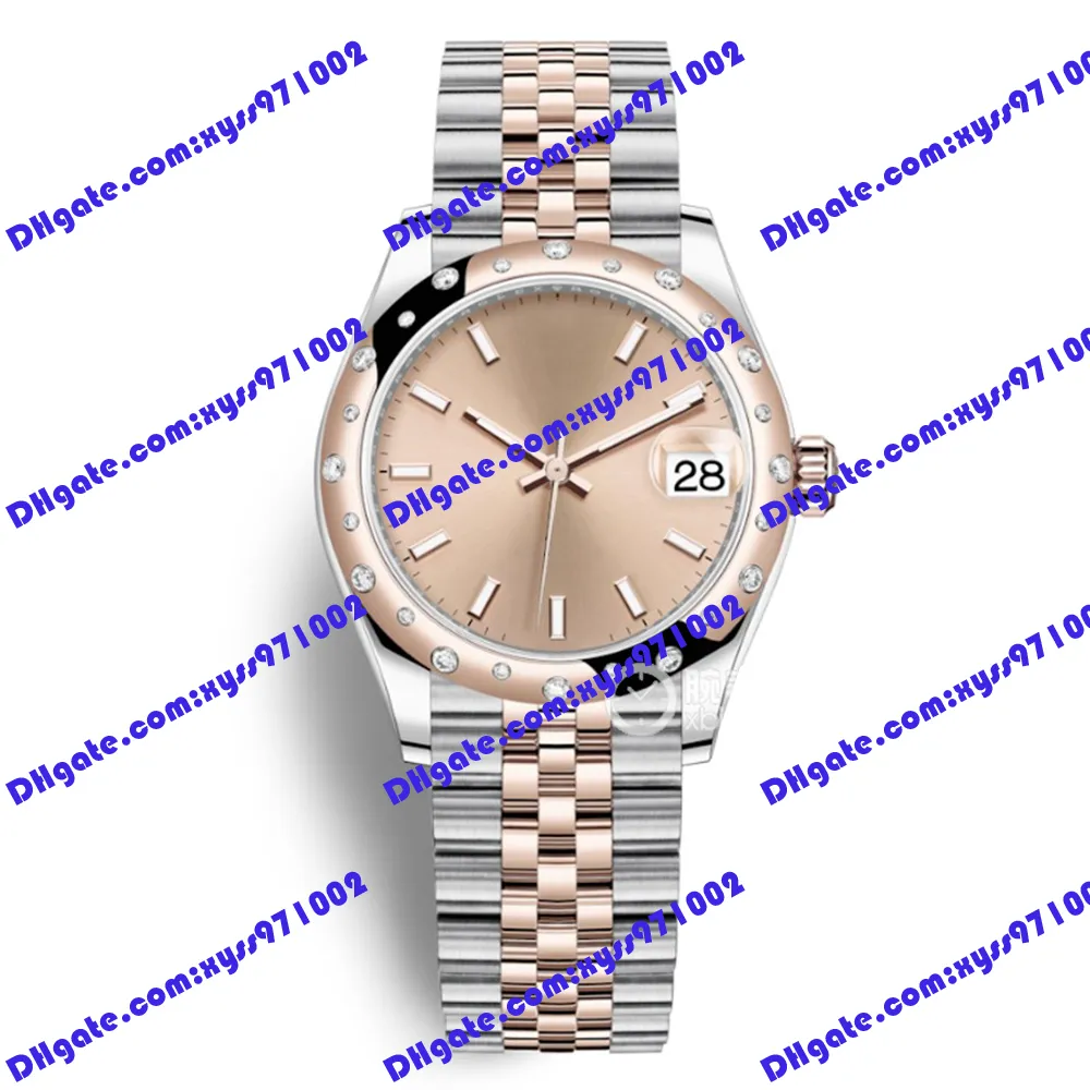 Högkvalitativ klocka 2813 Sports Automatic Watch 278341 178344 31mm Pink Dial Diamond Ring 18K Rose Gold Watch Rostfritt stål Band Sapphire Glass M278341RBR Watches
