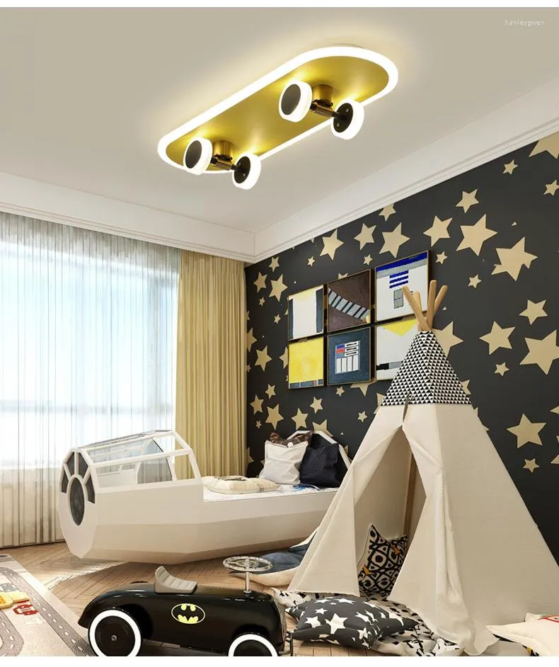 Deckenleuchten, einfache moderne kreative Persönlichkeit, gelbe Riemenscheibe, Kinderzimmer, Jungen und Mädchen, Cartoon-Schlafzimmer, LED-Augenschutzlampen