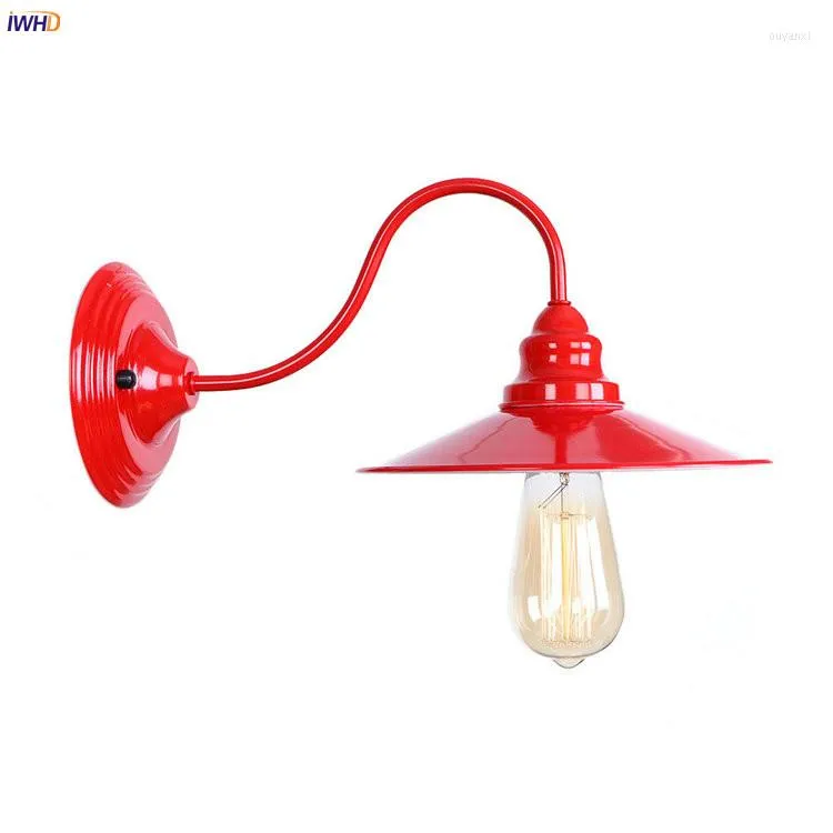 Lampy ścienne IWHD czerwona lampa LED PCV prosta nordycka wandlamp nocna wyposażenie salonu domowe oświetlenie łazienka