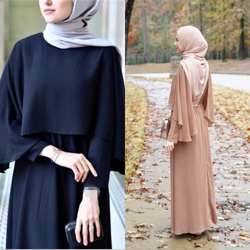 Etnische kleding lente herfst dames sjaals lange mouwen jurk abaya mode zomer mantel solide kleur jilbab casual woon-werkverkeer