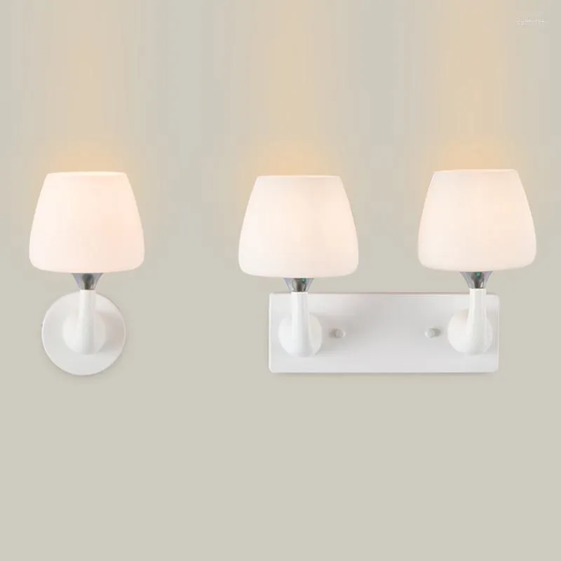 Lampy ścienne nowoczesne pojedyncze podwójne głowy szklane lampy e14 światło do dekoracji domowej salon bar restauracyjny kawiarnia sypialnia