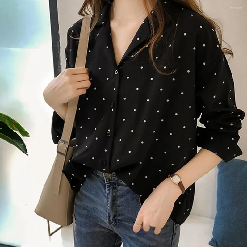 Bluzki damskie Polka Dot Blouse Koszulka Koszulka Koreańska Koreańska samica mejr de moda Odzież tunika azjatycka rozmiar