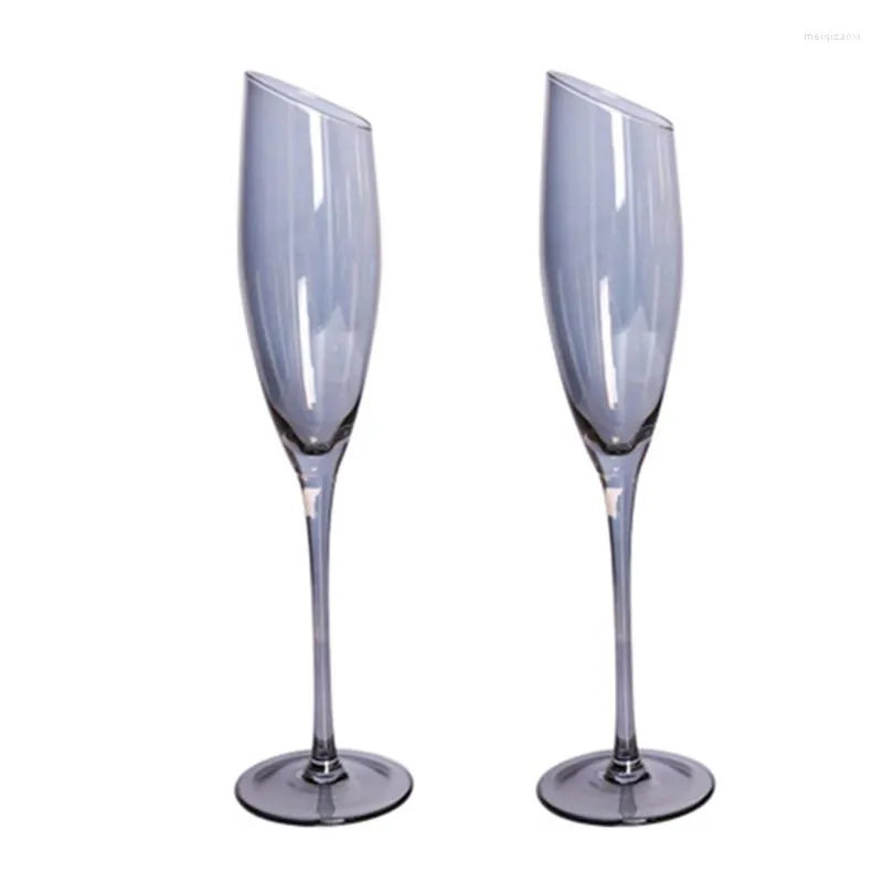 Wine Glasses Oblique Cut Red Champagne Glass Home Colorful Amber Smokey For Grey Restaurant Bar Creative Goblet P15F