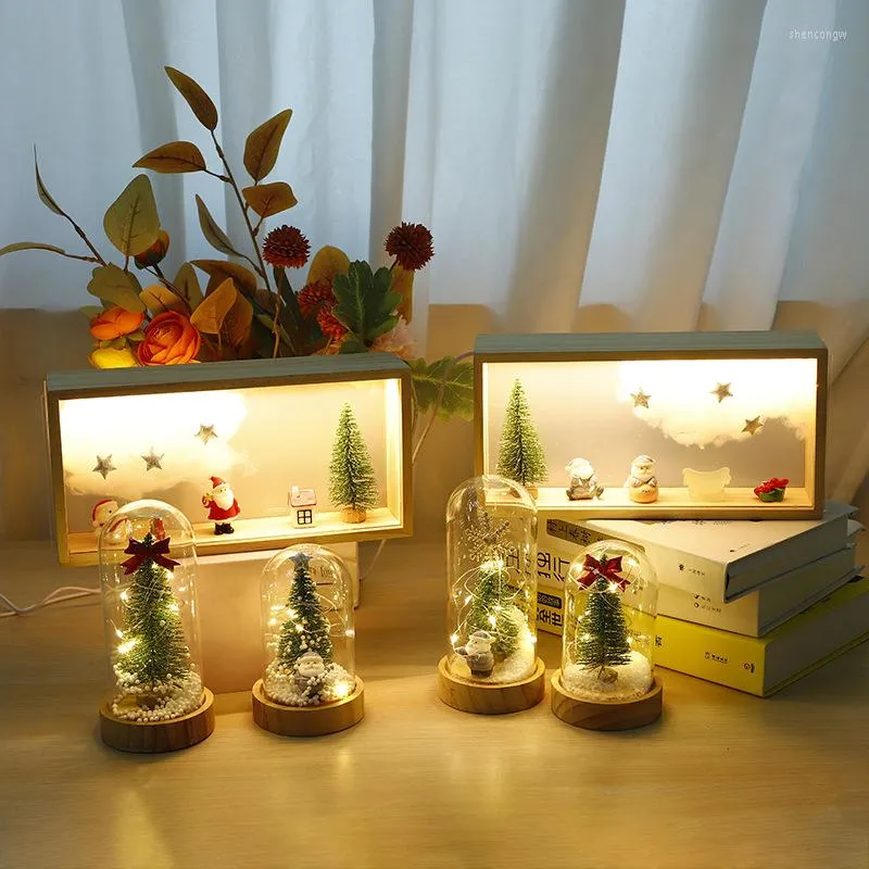 Luci notturne a LED decorazione natalizia lampeggiante Babbo Natale Snowman di Natale Ornamento della lampada ad albero per anno