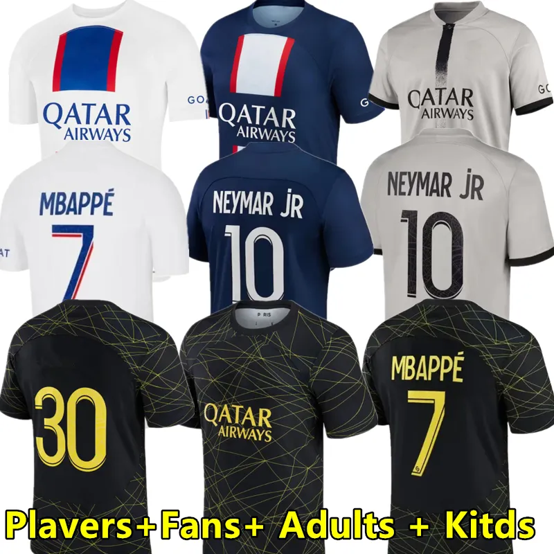 22/23 Hakimi Mbappe Oyuncu Futbol Formaları Sergio Ramos Maillots de Futbol Marquinhos Verratti PSGS 2022-2023 Hakimi Erkek Çocuk Kiti Gömlek Üniformaları Maillot Ayak Üçüncü