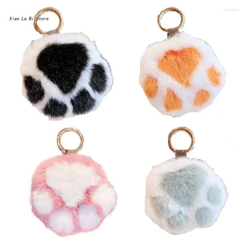 Keychains XXFD Faux Keychain Girl Cute Plush Pompom Claw Bag Charm Ornaments
