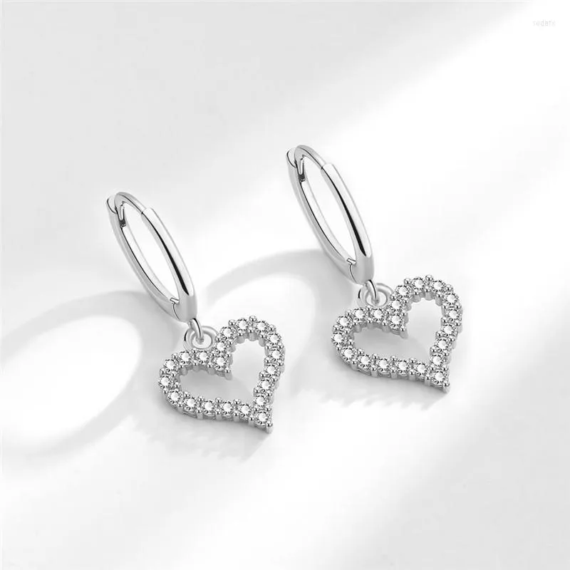 Pendientes de aro de moda clásicos CZ Zircon amor corazón Huggie para mujeres oreja Piercing cartílago pendientes fiesta boda joyería Eh1887