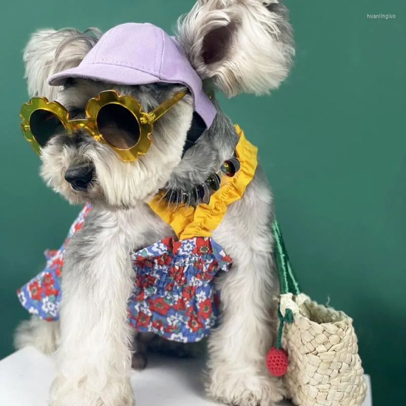 Hundkläder vår sommar husdjurskläder tunna modeller söt blommig kjol liten medelstora nalle chihuahua för hundar