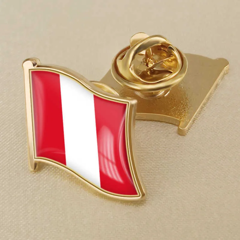 Broche con forma de gota de resina de cristal de la bandera nacional de Perú, insignias de bandera de todos los países del mundo