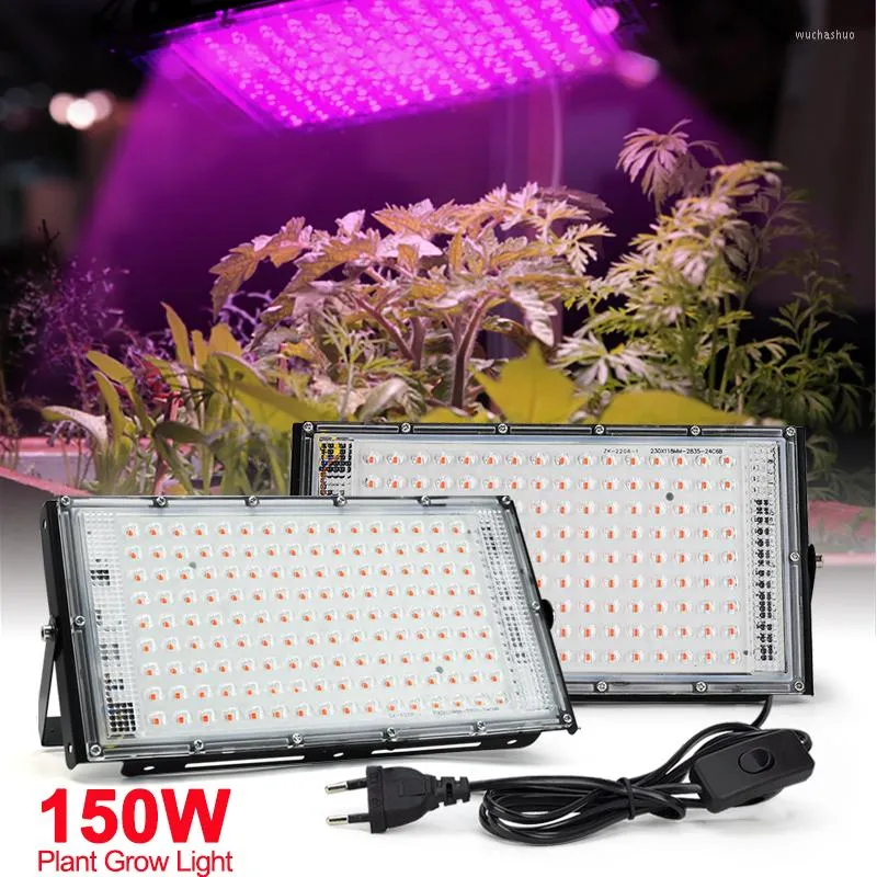 Grow Lights 150W LED Işık Tam Spektrum AC 220V Sera Hidroponik Çiçek Tohumlama Fito Lambası için AB Fiş Lambaları ile