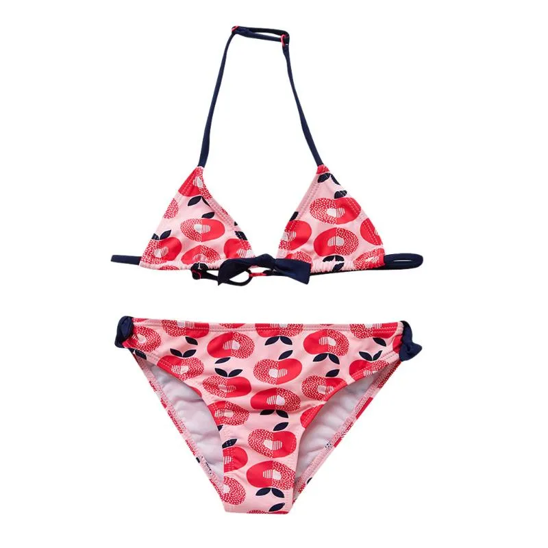 One Pieces Summer Children Swimsuit Apple Red Bikini Kids Girls Fashion Fashion Swimwwear Set Tenfit L107