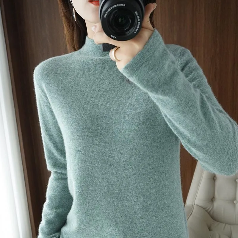 Women's Sweaters Spring Autumn And Winter Cashmere Sweater Turtleneck Pullover Slim Solid Color High-quality WarmthWomen's