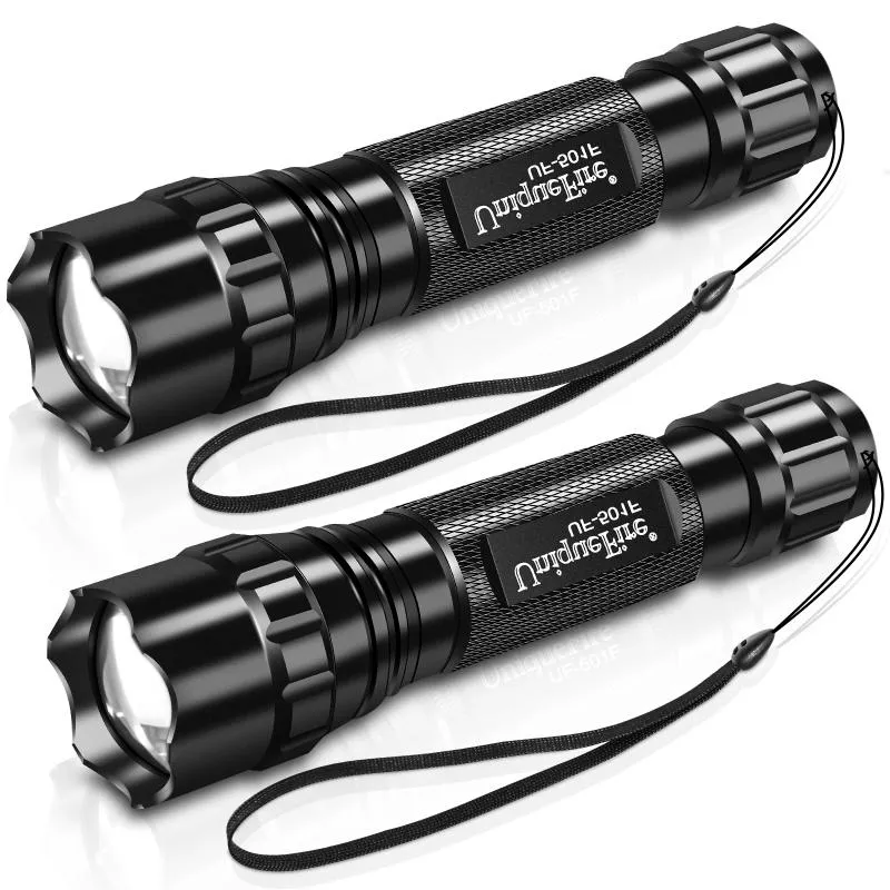 Flashlights Torches Unieke Fire 2pcs XM-L2 High Power Helderheid LED Torch 5 Modi Verstelbaar Zoombaar waterdicht voor jachtkamp