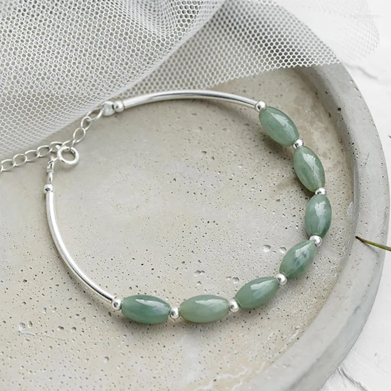 Charm Armband Fashion Silver Color Green Oval Bead Armband Elegant Women Christmas Party Jewelry SL247