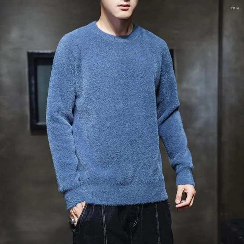 Men's Sweaters Anti-shrink Chic Round Neck Winter Sweater Heat Retention Men Autumn Crew For Daily Wear