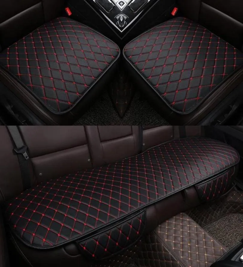 Cubiertas de asiento para automóviles 3pcs Automobiles Protection Cushion Full Juego completo PU Leath