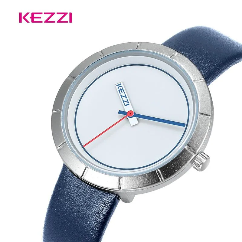 Wristwatches KEZZI Wrist Watches For Women Leather Quartz Sliver Red Pocket Montre Femme Clock Feminino Watch Bayan Kol Saati