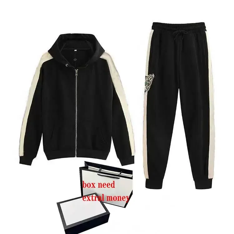 Mens tracking Suit Hoodie Pants Fashion Zip Neck Hoodies Casual Sport Set Women two Piece Set Size M-2XL