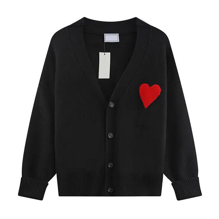 Séter de diseñador Love Heart Heart Woman Lovers Pareja Cardigan Round Amis Collar Fashion Marca de moda White Black Long manga 424