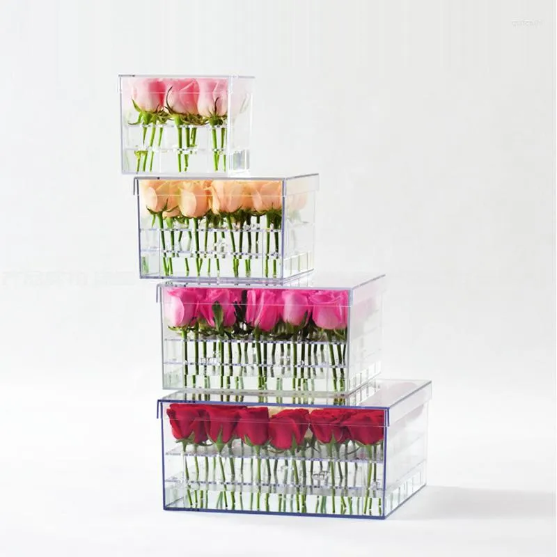 Sacchetti per gioielli Mordoa 2023 Scatola per fiori in acrilico Rose Keep Fresh Water Gift Display Storage