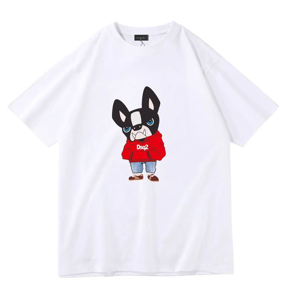 marka DSQ2 Męskie koszulki Summer Cute Cartoon Print Fashion Sport Młodzieżowe ramię T-shirt Młodzież pół rękawo-czerwona koszulka DSQ