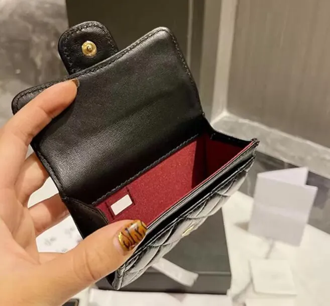 2023Mini Portemonnees Portefeuilles voor Dames Klassieke Ontwerpers Luxe Korte Portemonnee Mode Creditcards Houder Kaviaar Schapenvacht Pocket Tassen Echt Leer5866