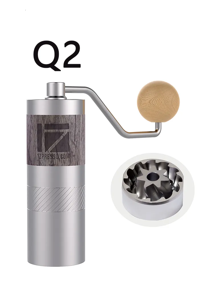 Macinacaffè manuale 1Zpresso Q2 7Core Grinder Mini mulino portatile Burr ettagonale in acciaio inossidabile 230211