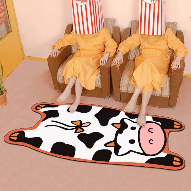 Carpets Irregular Carpet Cute Black And White Cow Imitation Lamb Wool For Living Room Floor Mat Boy Child Bedroom Bedside RugsCarpets