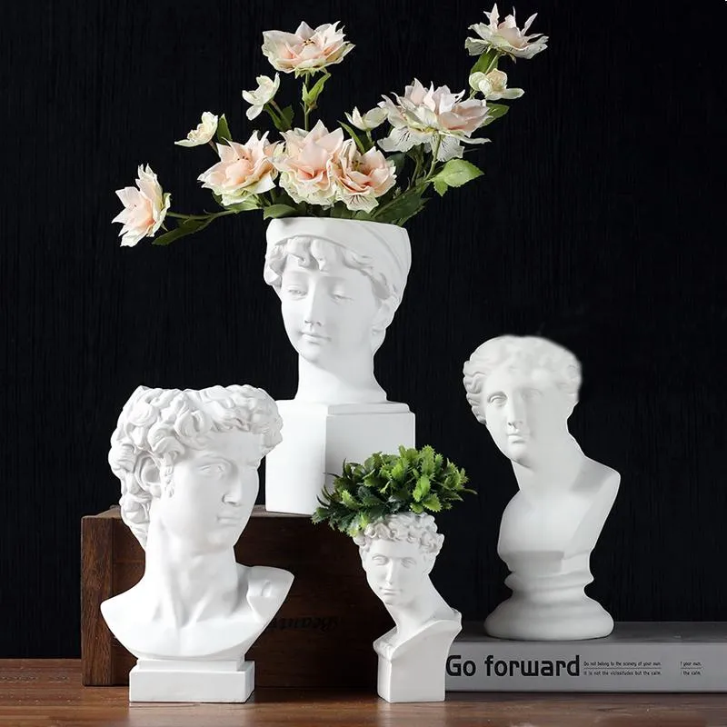 Vases Résine Vase Europe Du Nord Décoration De La Maison Boîte De Rangement Porte-Stylo Maquillage Brosse Sculpture Européenne Statue Art Fournitures