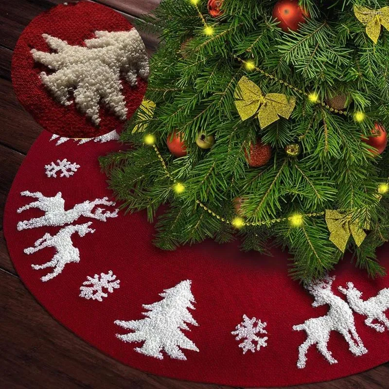 Kerstdecoraties breien boom rok tapijt faux bont besneeuwde rode pluche mat deken vrolijk feestje