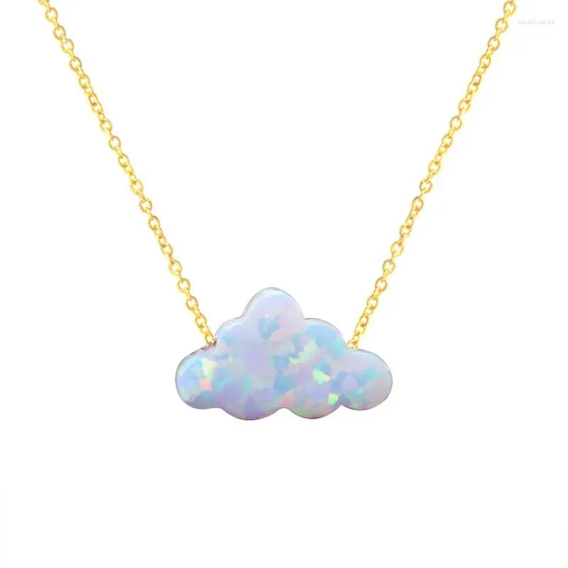 Choker 2023 Design Cloud Shape Opal Necklace For Women Handmade med rostfritt stålkedjan julklappsmycken