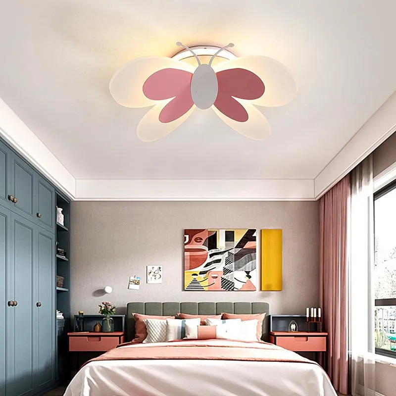 Plafonniers contractés enfants chambre lampe éclairage Web célébrité garçons et filles dessin animé papillon lampes à succion lanternes