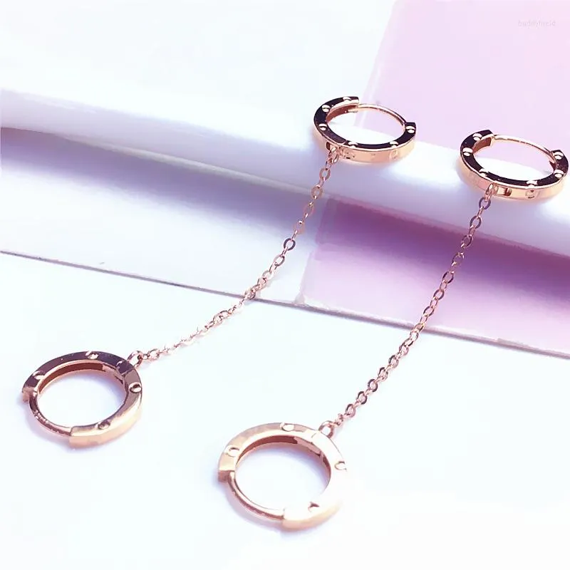 Orecchini pendenti 585 Placcato oro viola 14k Rose A Two Wearing Hoop per le donne Regalo di gioielli da sposa classico squisito di moda