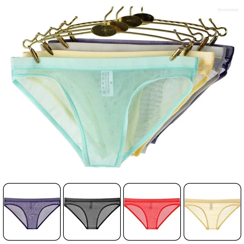 Underpants Men's Transparent Underwear Thin Mesh Bagless Tight Briefs Sexy Breathable Trendy Young Men Panties Low Rise