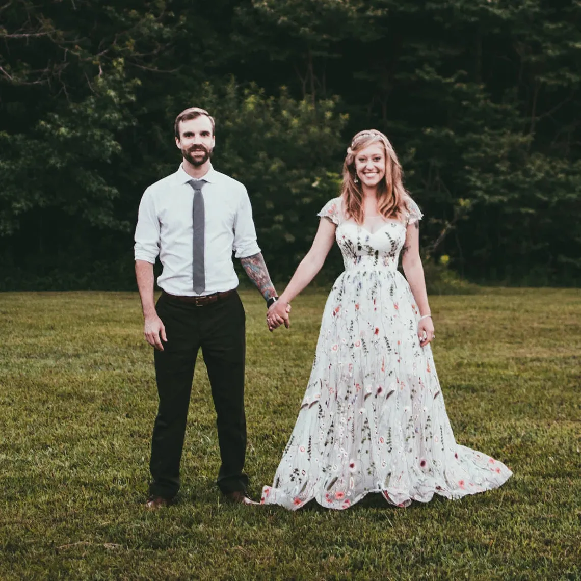 Spring Floral Lace A Line Wedding Dresses Colorful... From Chicweddings,  $118.58 | DHgate.Com