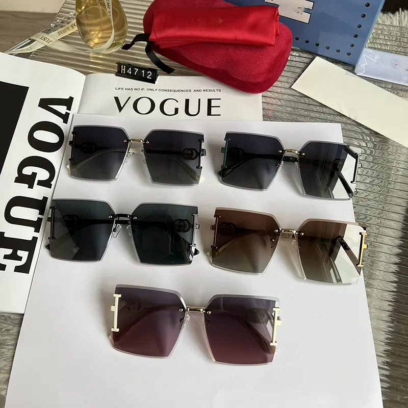 2023 Square Rimless Luxury Sunglasses 브랜드 디자이너 남성 여성 패션 쉐이드 UV400 빈티지 안경