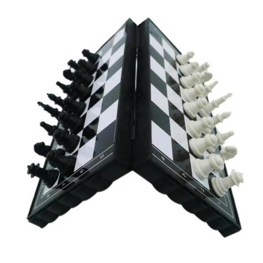 Portable Kid Intelligence toys Mini International Chess Folding Magnetic Plastic Chessboard Board Game Toy