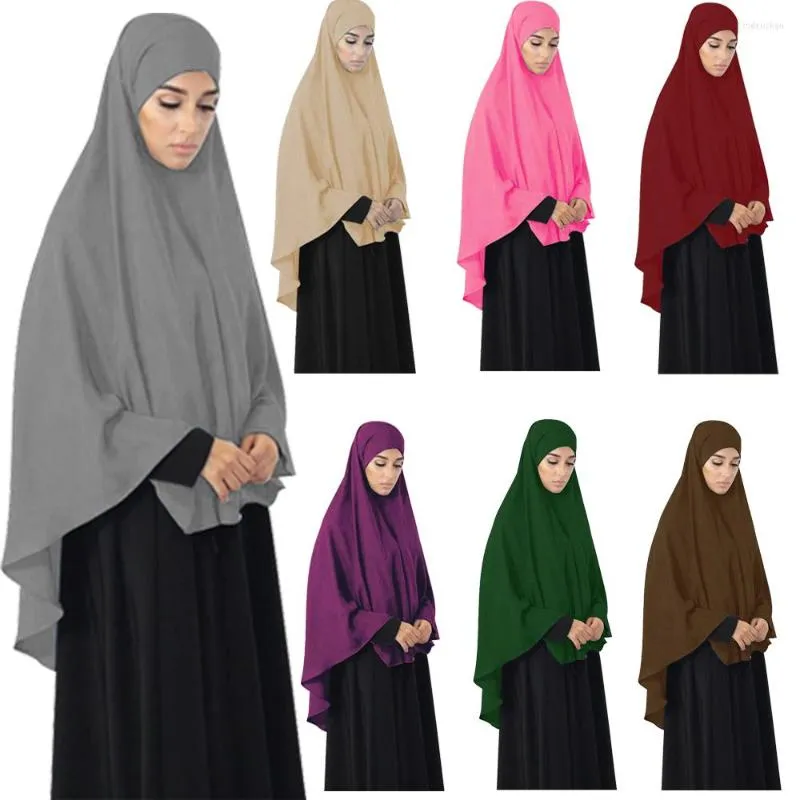 Ethnic Clothing Muslim Women Prayer Garment One Piece Full Cover Overhead Islam Ramadan Arab Niqab Hijab Large Khimar Veil Hajj Worship