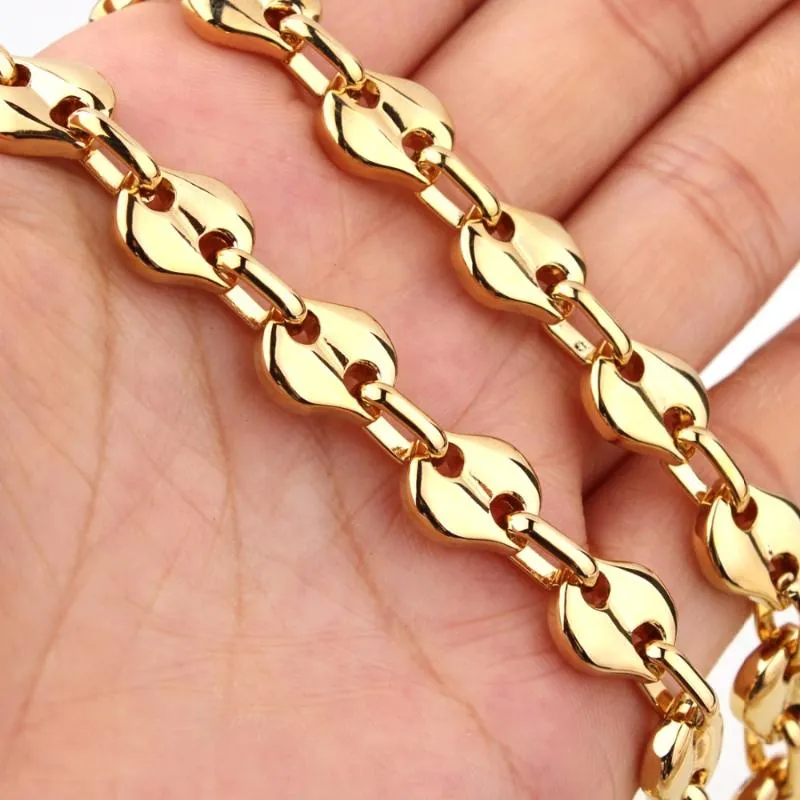 Chains Handmade Fashion Stainless Steel Gold Tone Coffee Beans Chain Link Mens Womens Necklace Or Bracelet 7-40" Unisex's Jewelry