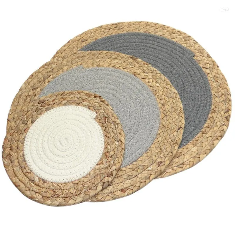 Tapis de table rond en rotin naturel sous-verres bol coussin fait à la main isolation napperons rembourrage tasse cuisine décoration fournitures