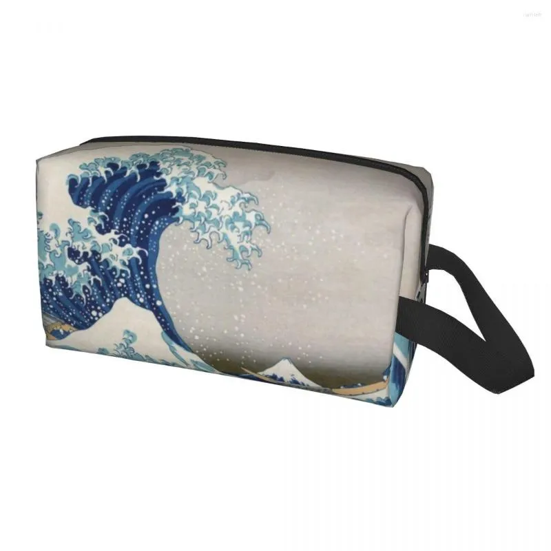 Sacs à cosmétiques Under The Wave Off Kanagawa Sac Femmes Mignon Grande Capacité Katsushika Hokusai Trousse De Maquillage Beauté Stockage De Toilette