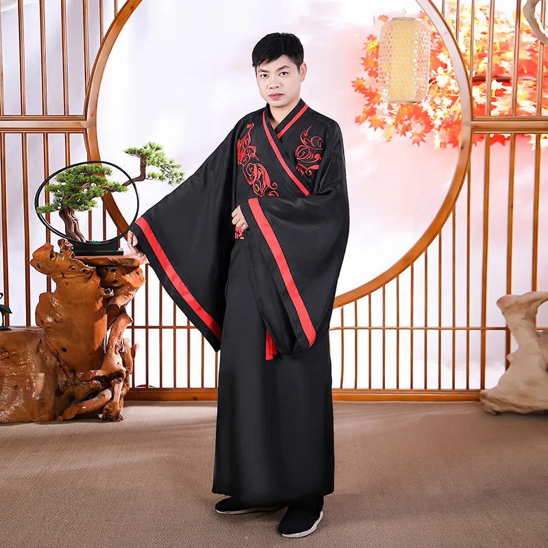 ملابس عرقية Weijin سلالات Hanfu الرجال واسعة الأكمام التقليدية الصين القديم الصين الزفاف التطريز مرحلة الدراما أداء الملابس