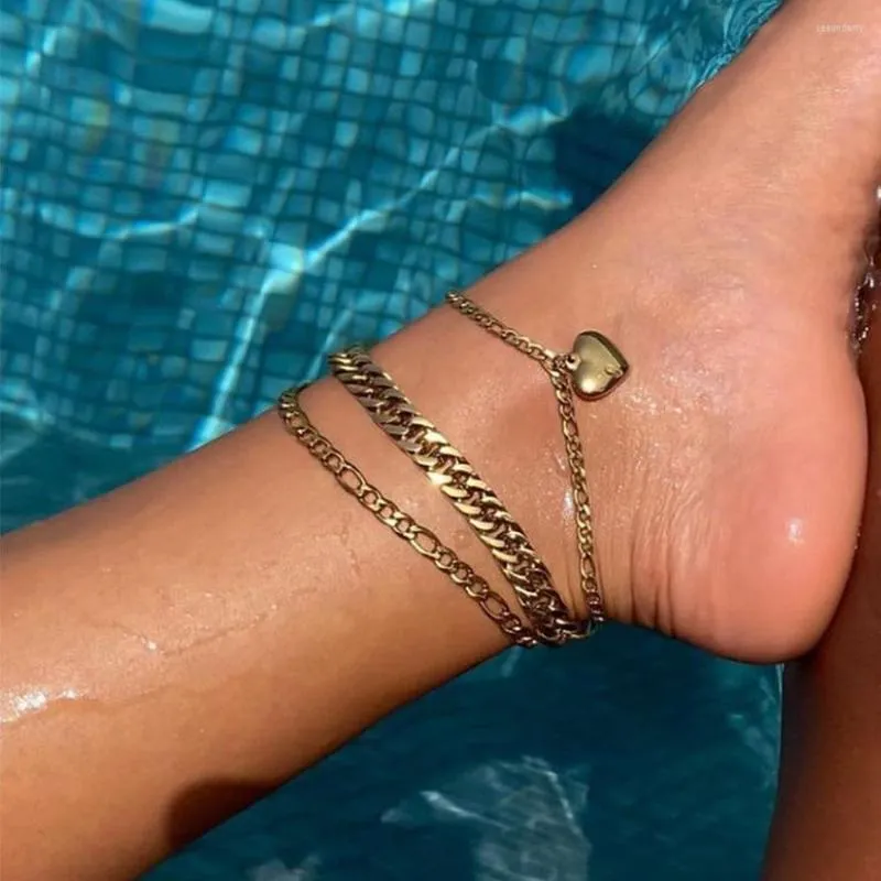 Anklets Zovoli Set łańcuch miłosny Boho Anklet Baclelets Biżuteria Kobiety 2023 Trend Gift Letni wakacje Bransoletka na plażę Bransoletka na stopie nogi