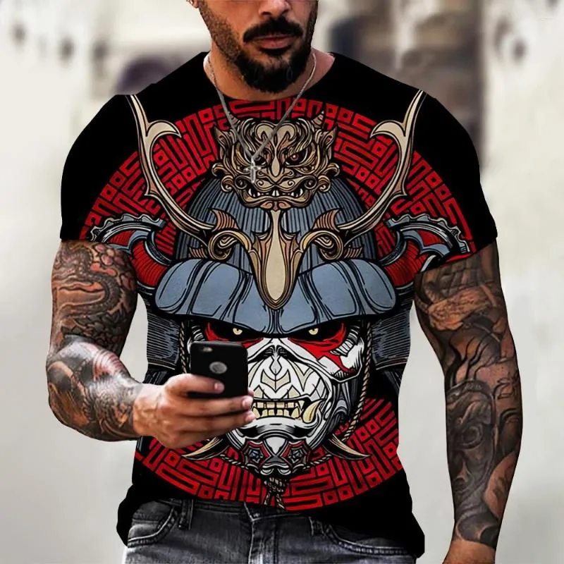 T-shirts pour hommes Samurai T-Shirt Summer Vêtements pour hommes O-Neck Short Sleeves Casual Sportshirt Japese Horror Harajuku 3D Print Tops Tees